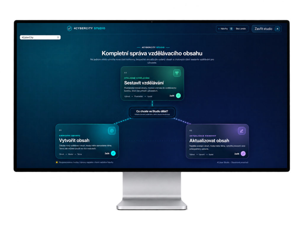 4CyberCity Studio: vytvoření obsahu, aktualizace a sestavení vlastního vzdělávání